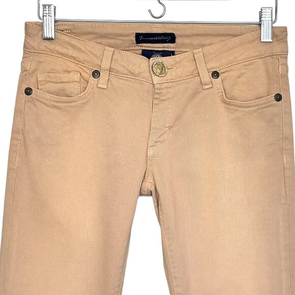 Immortality By Diana Tabeshi Low Rise Jeans Sz.27 Tan 5 Pocket Straight Leg Y2K - Picture 2 of 14